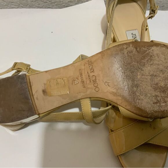 Jimmy Choo Nude Patent Leather "Merit" Sandals Size 39 - Picture 6 of 11